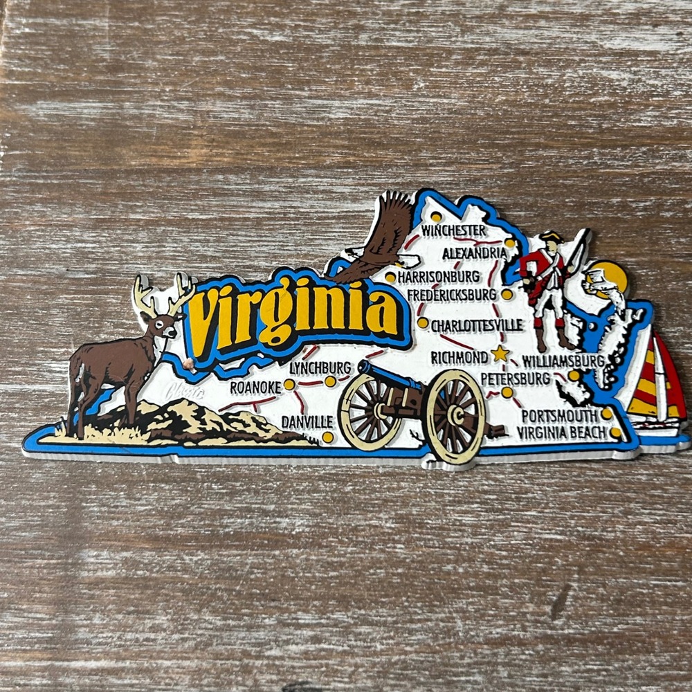 Vintage Virginia State Magnet Collectible State Flower Tree Travel Souvenir